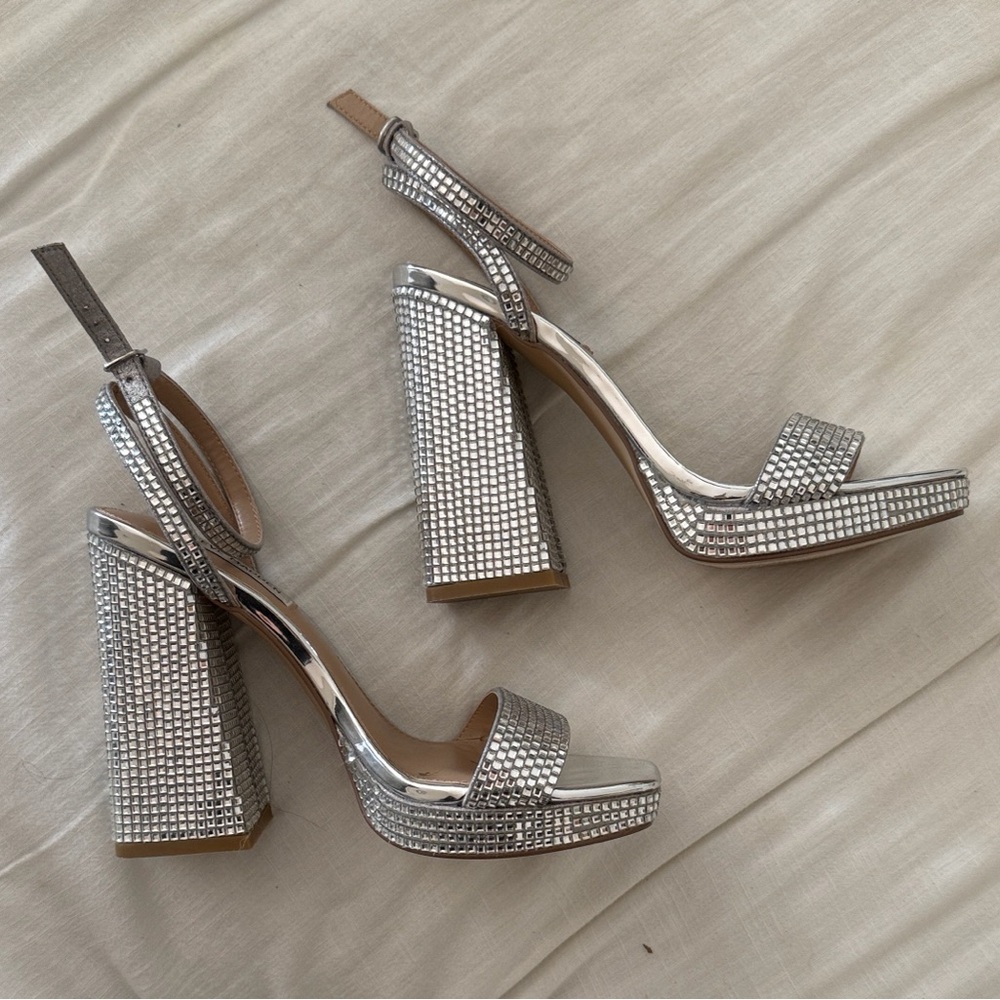 Steve Madden Silver Rhinestone Platforms